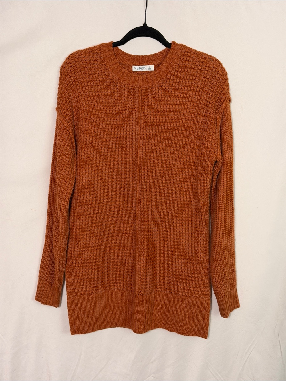Arizona Jean Company Burnt Orange Waffle-Knit Crewneck Sweater